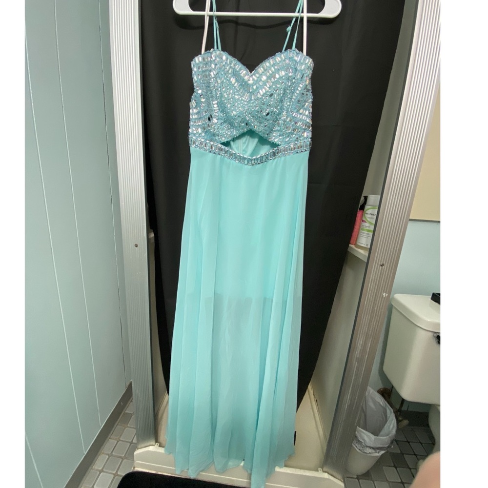Light Blue Jeweled Formal Dress Size 15